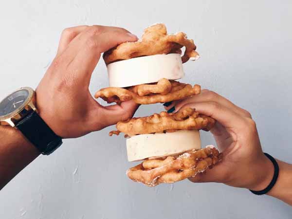 funnel cake ice cream sandwiches